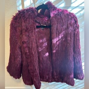 Rachel Zoe rabbit fur coat with hood